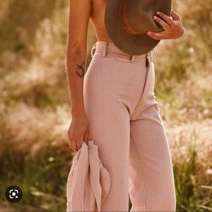 BAYOU WITH LOVE Dusty Rose Wide Leg Canvas Pants XS